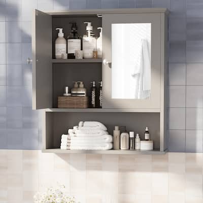 Futzca Bathroom Cabinet with Mirror, Wall Medicine Cabinet with Shelf