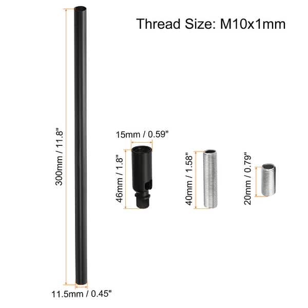 Threaded Extension Rod Kit, M10 Thread with Sloped Ceiling Adapter ...