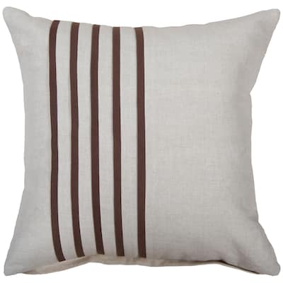 Rizzy Home Natural/Brown Blocked Striped Throw Pillow
