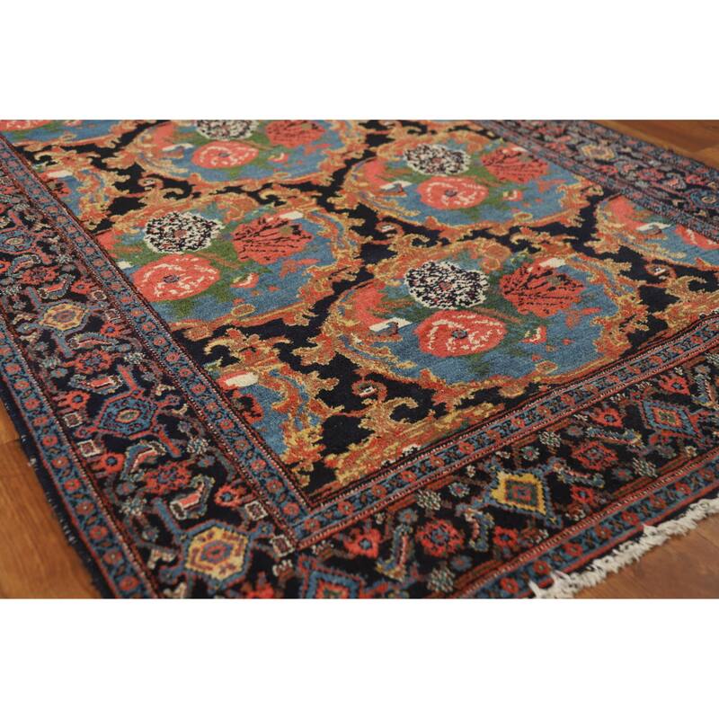Hand Knotted Oriental 100% Wool Carpet Traditional All-Over Navy Blue & Blues Senneh Runner Rug - 19' 3'' X 3' 5''