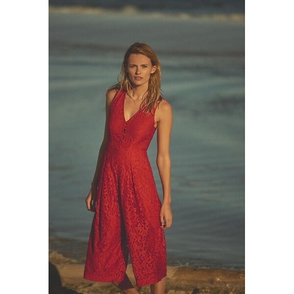 anthropologie red jumpsuit