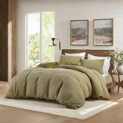 3PCS King/Cal King Waffle Washed Duvet Set
