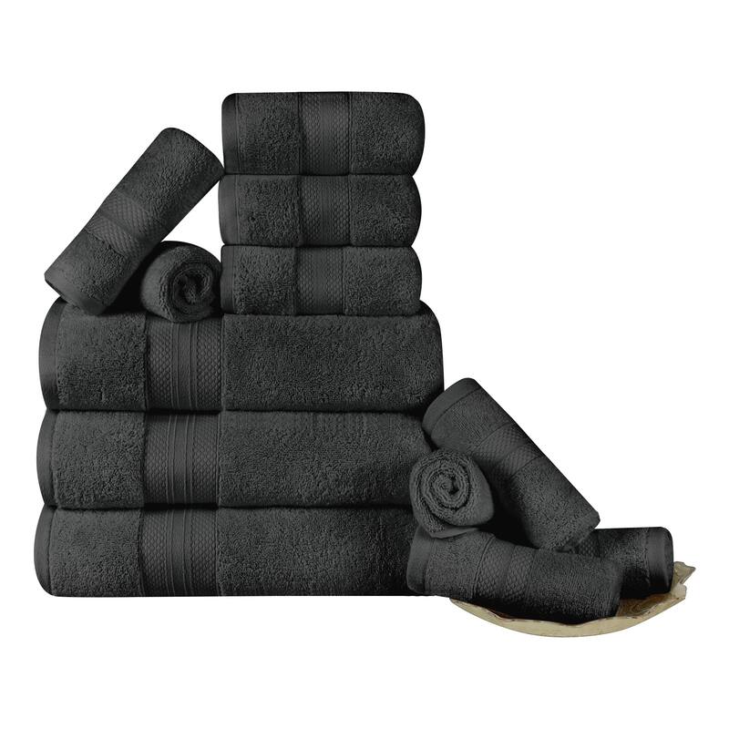 Turkish Cotton 12 Piece Solid Plush Heavyweight Towel Set by Superior