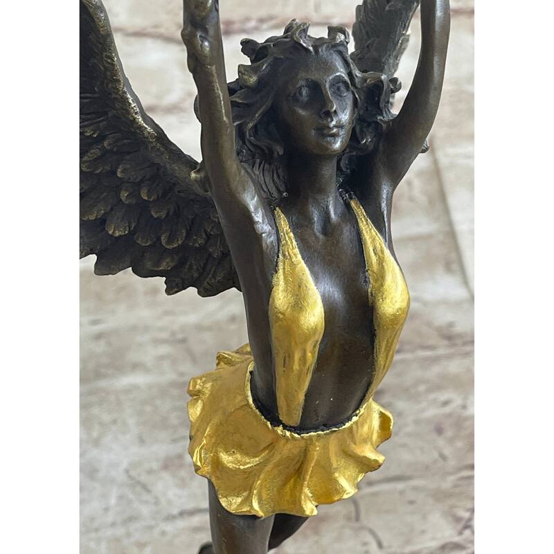 Angel Goddess Holding Victory Torch Hot Cast Bronze Sculpture Statue Art Deco By Moreau