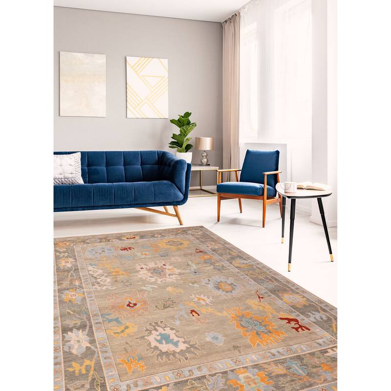 ECARPETGALLERY Hand-knotted Modern Oushak Taupe Wool Rug - 10'0 x 14'0