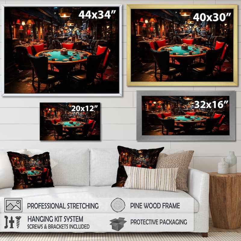Designart "Casino Royale Blackjack II" Casino & Games Framed Canvas Prints