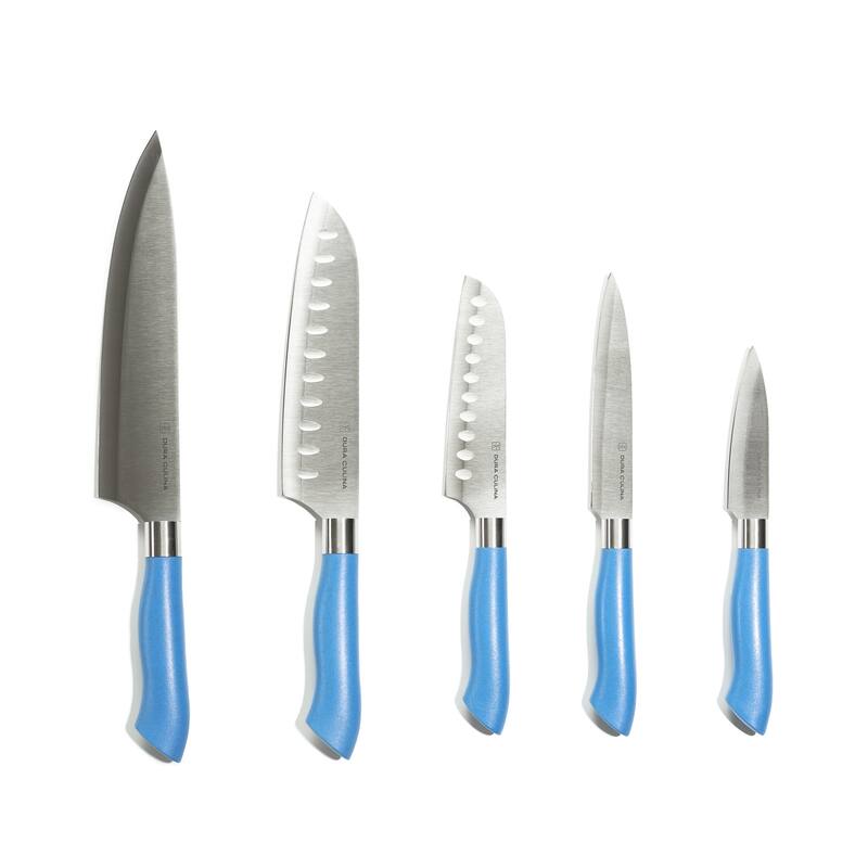 Dura Living EcoCut 10-Piece Kitchen Knife Set - High Carbon Stainless Steel Blades, Eco-Friendly Sustainable Handles - Blue