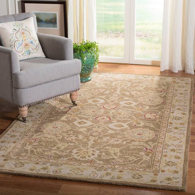 SAFAVIEH Anatolia Angeline Traditional Oriental Hand-spun Wool Rug - 4' x 6' - Tan/Ivory