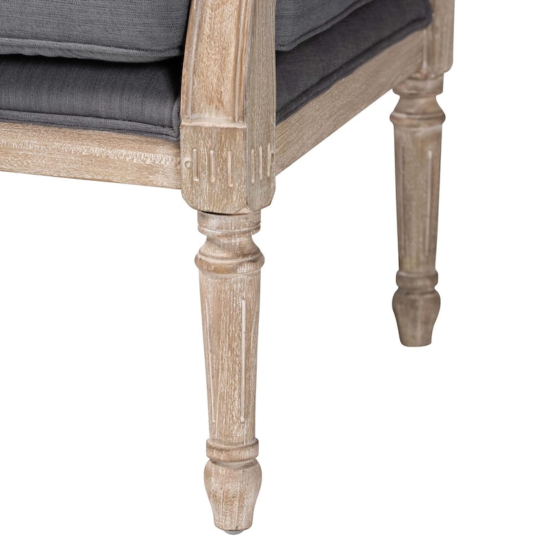 Clemence French Provincial Fabric Upholstered Wood Armchair