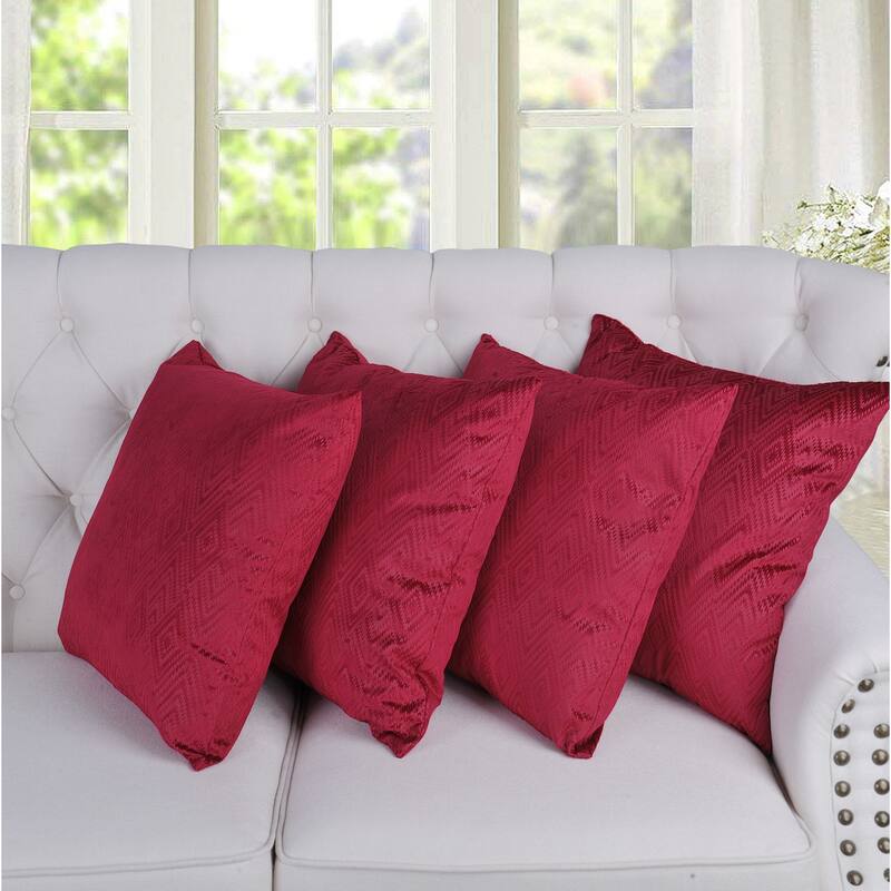 Tonopah Ikat Velvet Throw Pillow Cover Set, NO INSERT - 20" x 20" - Garnet