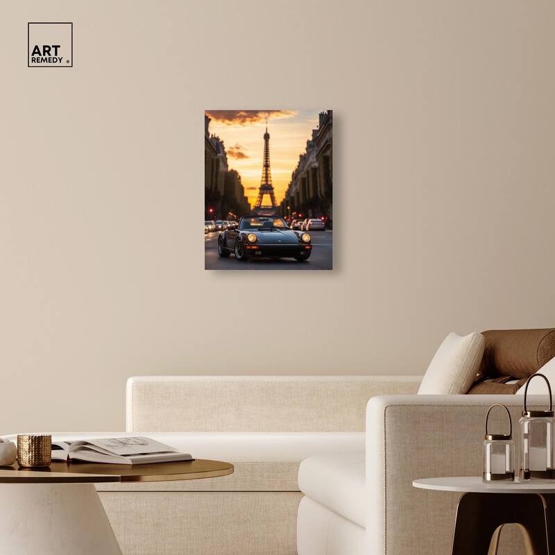 Parisian Porsche Twilight II Canvas by Art Remedy, Gallery Wrapped