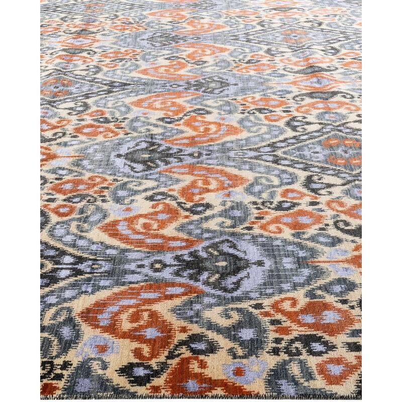 Ikat One-of-a-Kind Hand-Knotted Area Rug - Gray, 9' 0" x 11' 7" - 9' 0" x 11' 7"