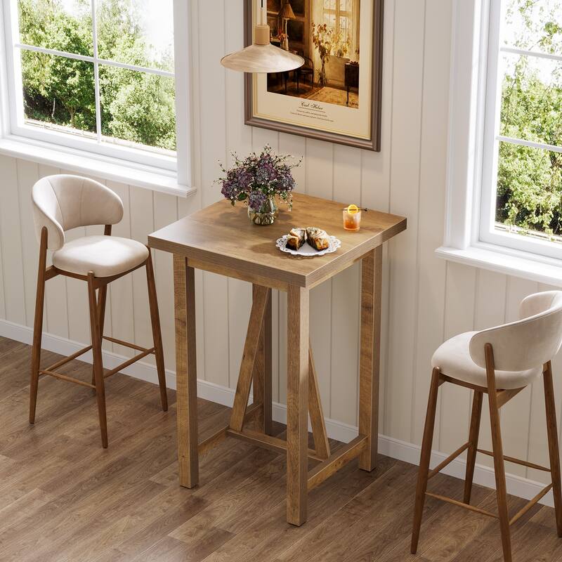 39.4" Square Bar Table Counter Height Pub Table for Cocktail Bistro - Brown