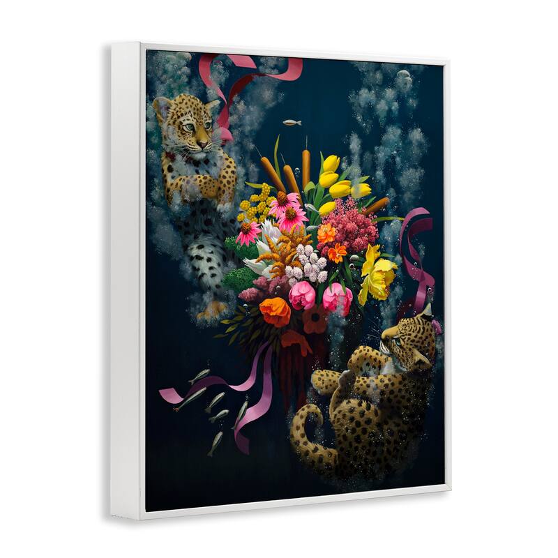 Stupell Bouquet with Leopards Underwater Framed Giclee Art Design By Heather Gauthier