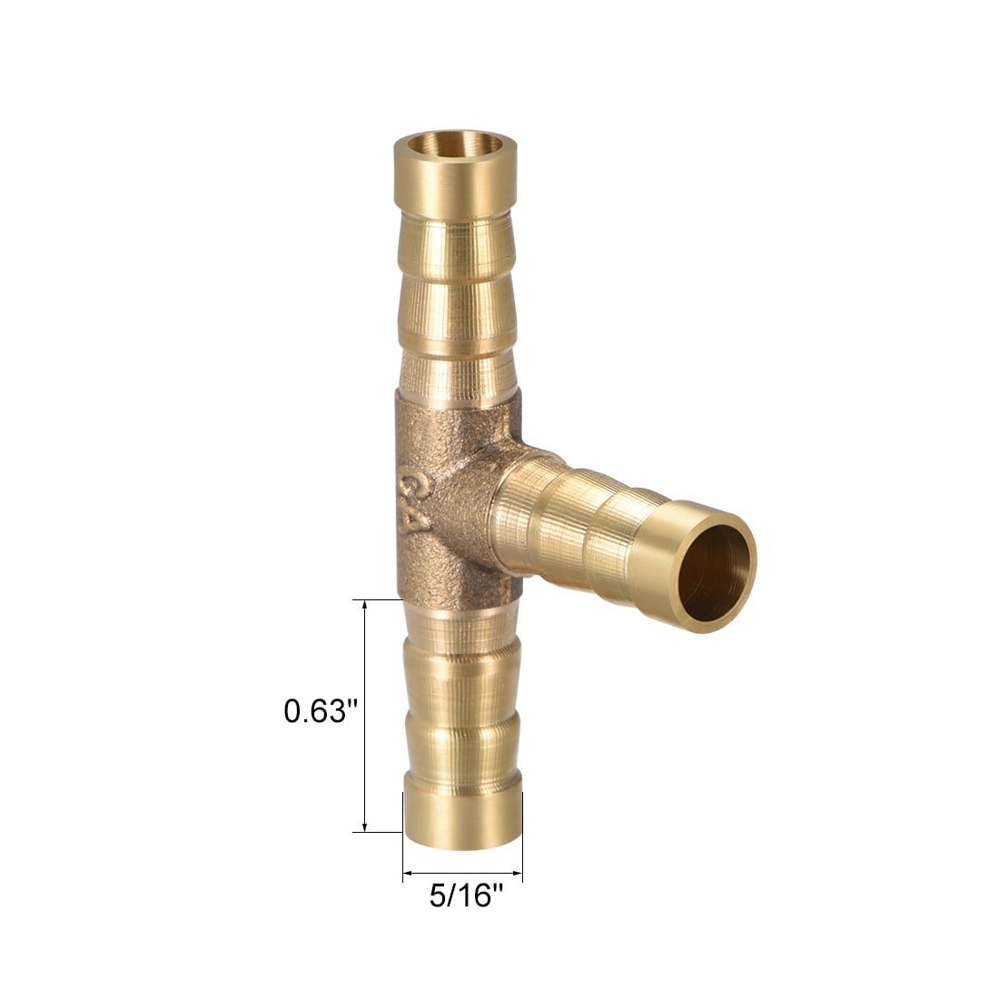 5/16 X 1/4 X 5/168mm 6mm 8mm Tee 3-Way Hose Barb Brass Fitting Fuel Connector 
