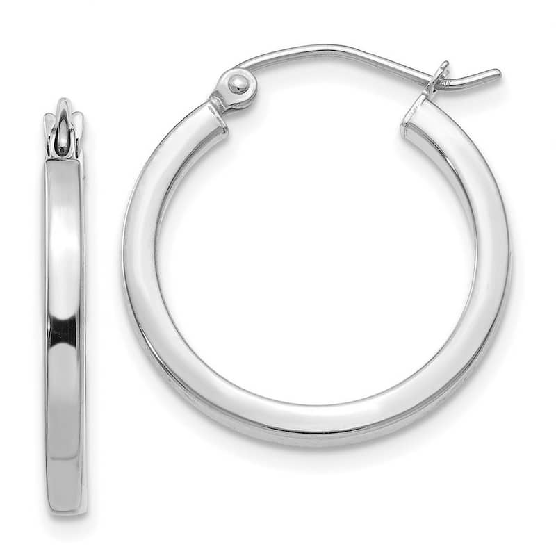 Curata 14k White Gold Square Tube Hoop Earrings - 20x20mm