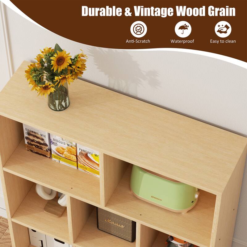 7 Cube Bookshelf, 3 Tier Storage Bookcase with Legs