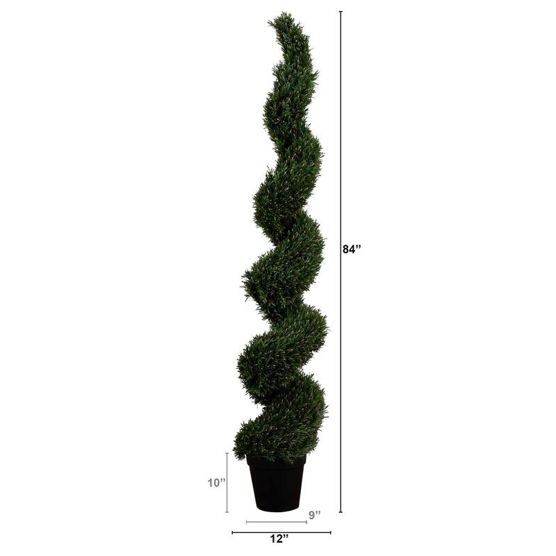 7' UV Resistant Rosemary Spiral Topiary Tree (Indoor/Outdoor) - Green