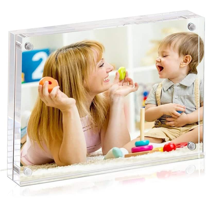 BP4U 8.5x11 Acrylic Picture Frames, Tabletop Magnetic Freestanding Photo Frames for Hoem/Office Desktop Display - 1-Pack