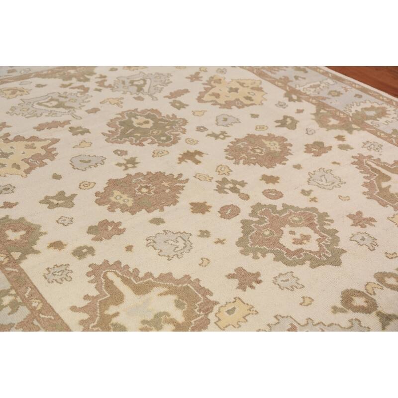 Earth Tone Oushak Indian Area Rug Hand-Knotted Wool Carpet - 8'0"x 10'2"