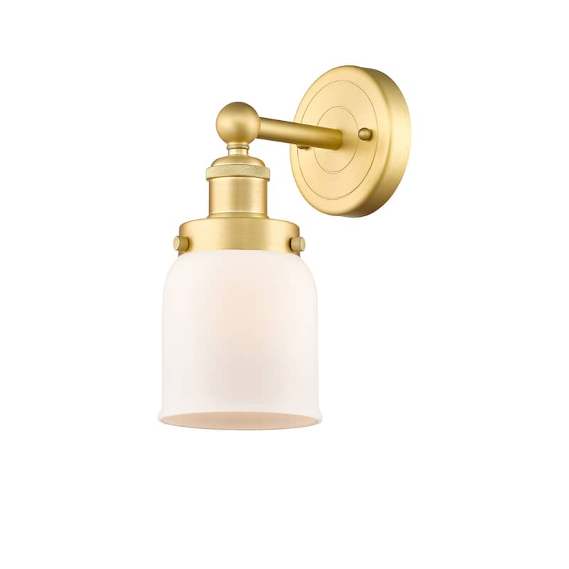 Innovations Lighting 616-1W-10-7 Bell Sconce Bell 10" Tall Wall Sconce - Satin Gold / Matte White