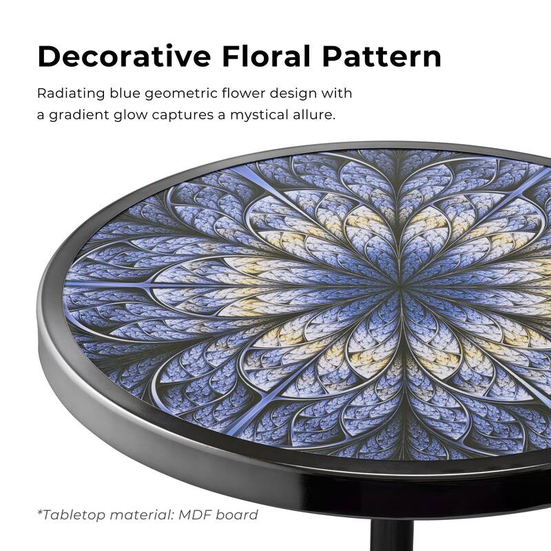 247 Shop At Home Modern 16-inch Metal Round End Table with Pedestal Base