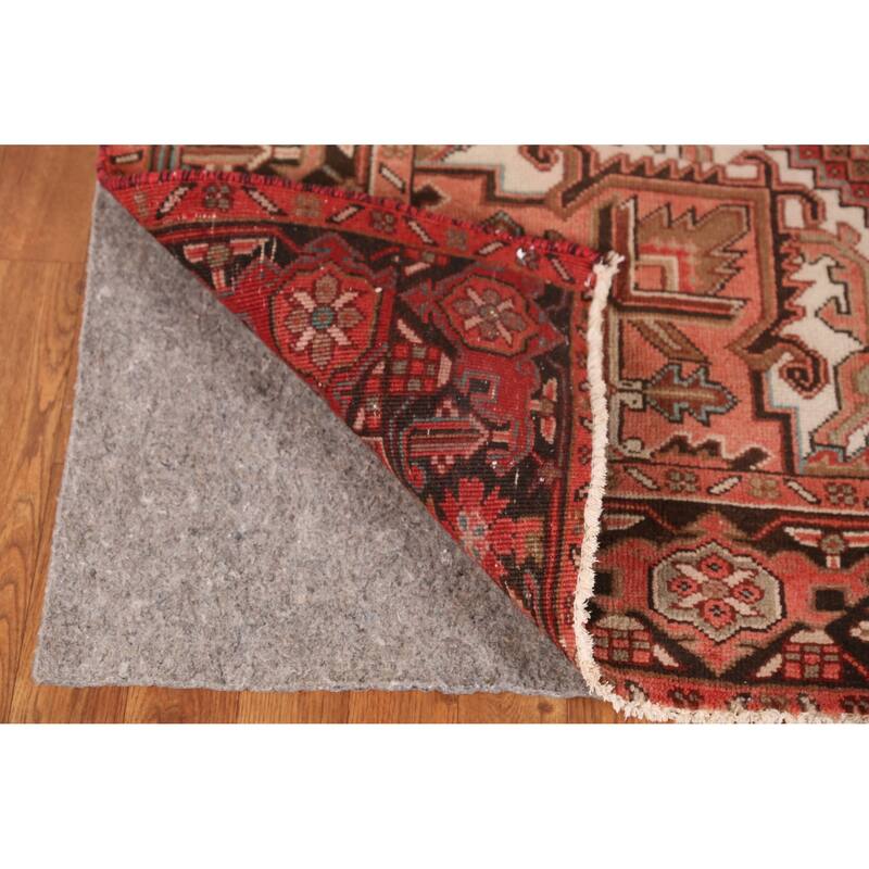 Hand Knotted Oriental 100% Wool Carpet Traditional Medallion Oranges & Rust Heriz Area Rug - 9' 5'' X 6' 5''