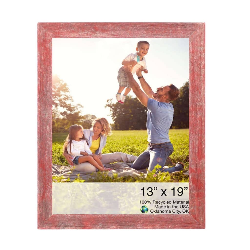13" x 19" Rustic Farmhouse Red Wood Frame