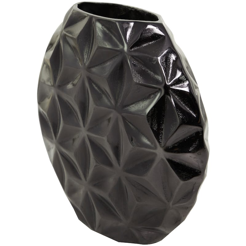 CosmoLiving by Cosmopolitan Aluminum Metal Faceted Geometric Vase - Black, Silver, Gold