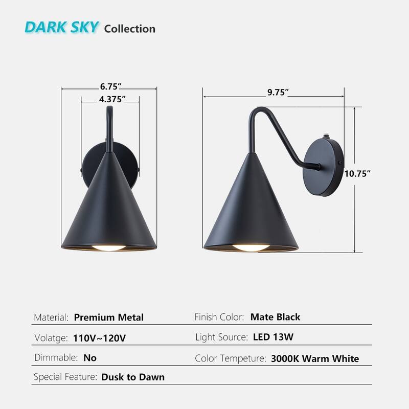 Modern LED Outdoor Wall Sconce Set of 2