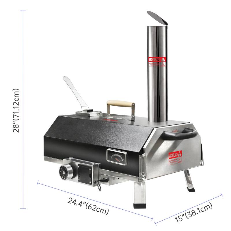 Outdoor Portable Automatic Rotatable Wood Fired Pizza Ovens,with Timer,Built-in Thermometer,Pizza Cutter & Carry Bag