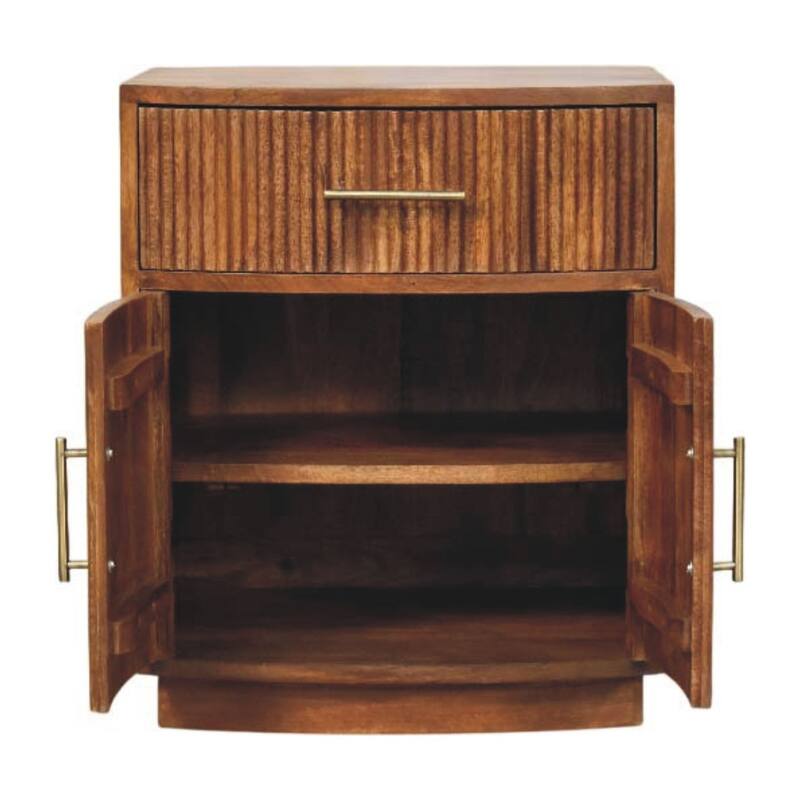 Curved Ribbed Bedside with Drawer