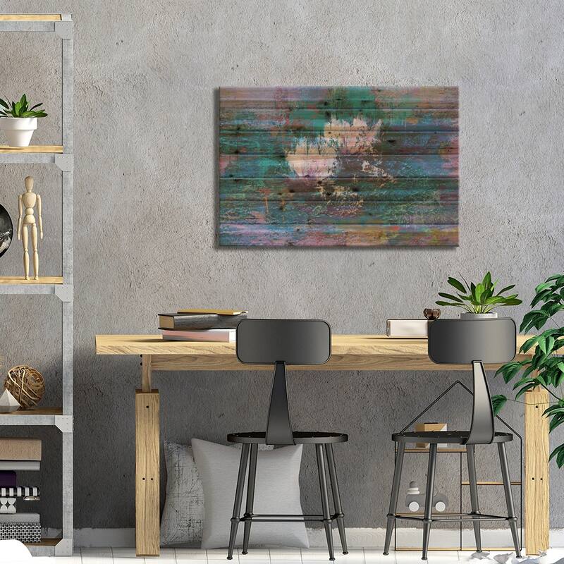 Water Lilies II Print On Wood by Olena Bogatska - Multi-Color