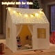 preview thumbnail 3 of 7, Beige Flannel Kids Playhouse with Glow Stars, Lights, Mesh Windows and Mat - 47" x 41" x 51" (L x W x H)