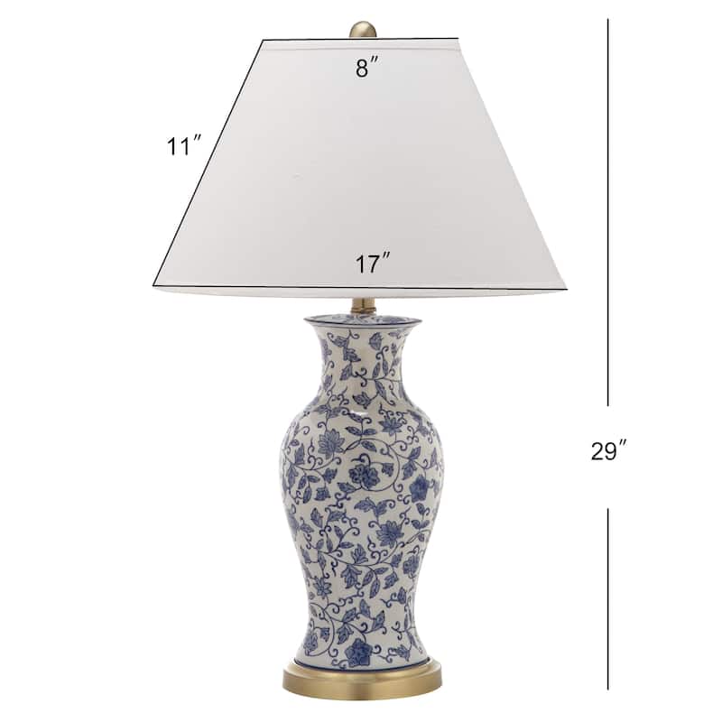 SAFAVIEH Lighting Coretta 29-inch Blue/ White Floral Urn Lamp (Set of 2) - 17"x17"x29" - 17Wx17Dx29H