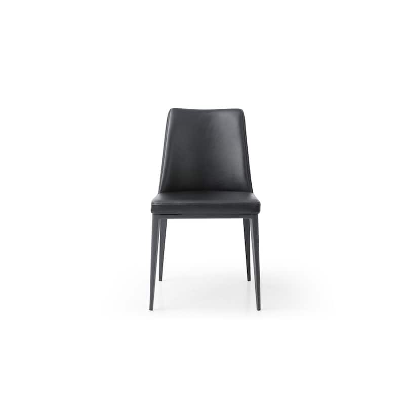 Neo-Classical Dining Chair - Black Faux Leather Seat & Steel Frame - Elegant Home Furniture - 32