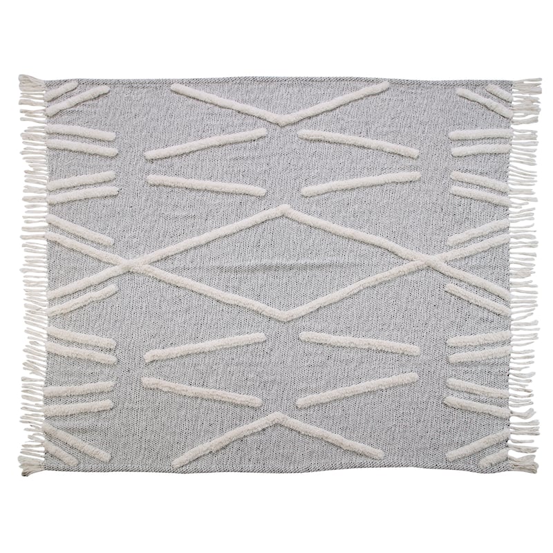 Sevita Overtufted Folk Design Throw Blanket With Fringe