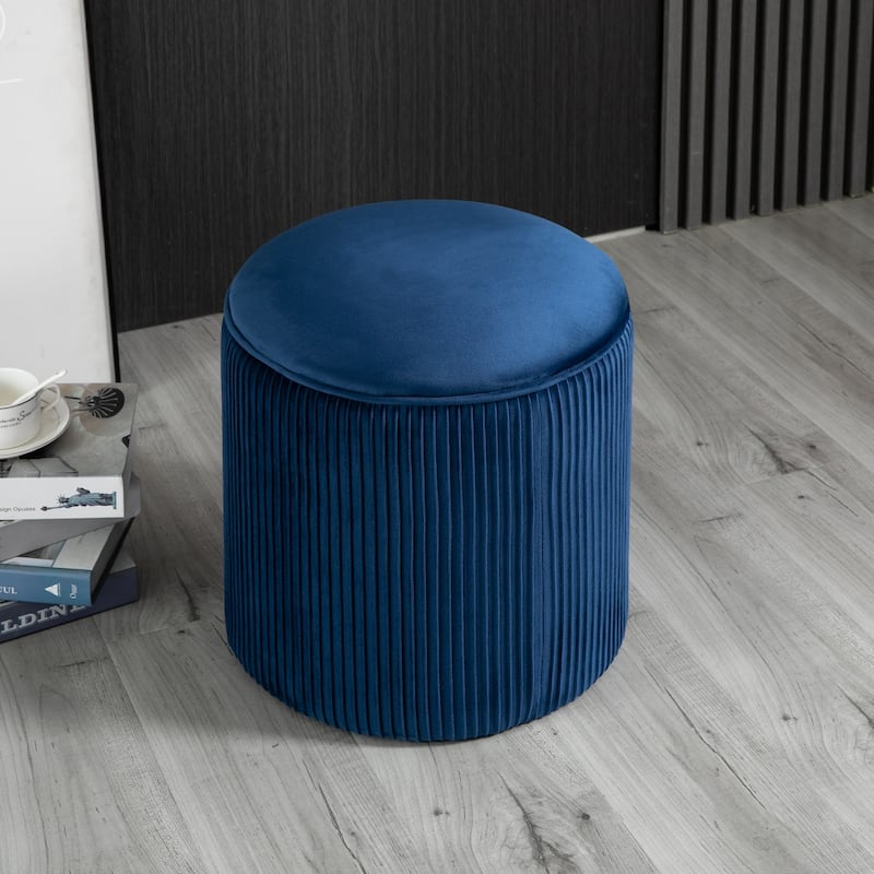 HOMCOM 15'' Small Padded Ottoman Foot Stool with Wrinkle Fabric Design, Thick Sponge Padding and Solid Base