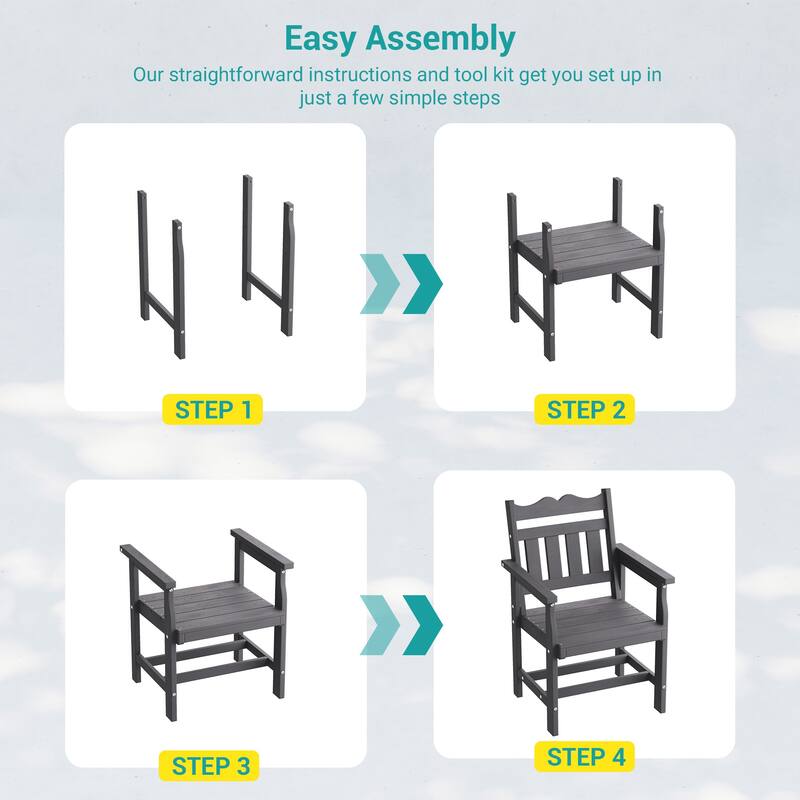 HIPS All-weather Outdoor Dining Chairs with 304 Hardware (Set of 2)