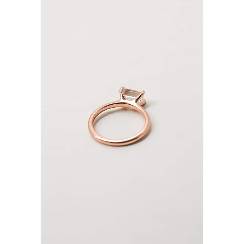 Kobelli 1.02 Carat Natural Diamond Solid 14k Rose Gold East-West Emerald Cut Solitaire Dakota Ring