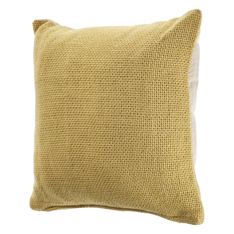 HomeRoots 18" X 18" Yellow 100% Cotton Zippered Pillow