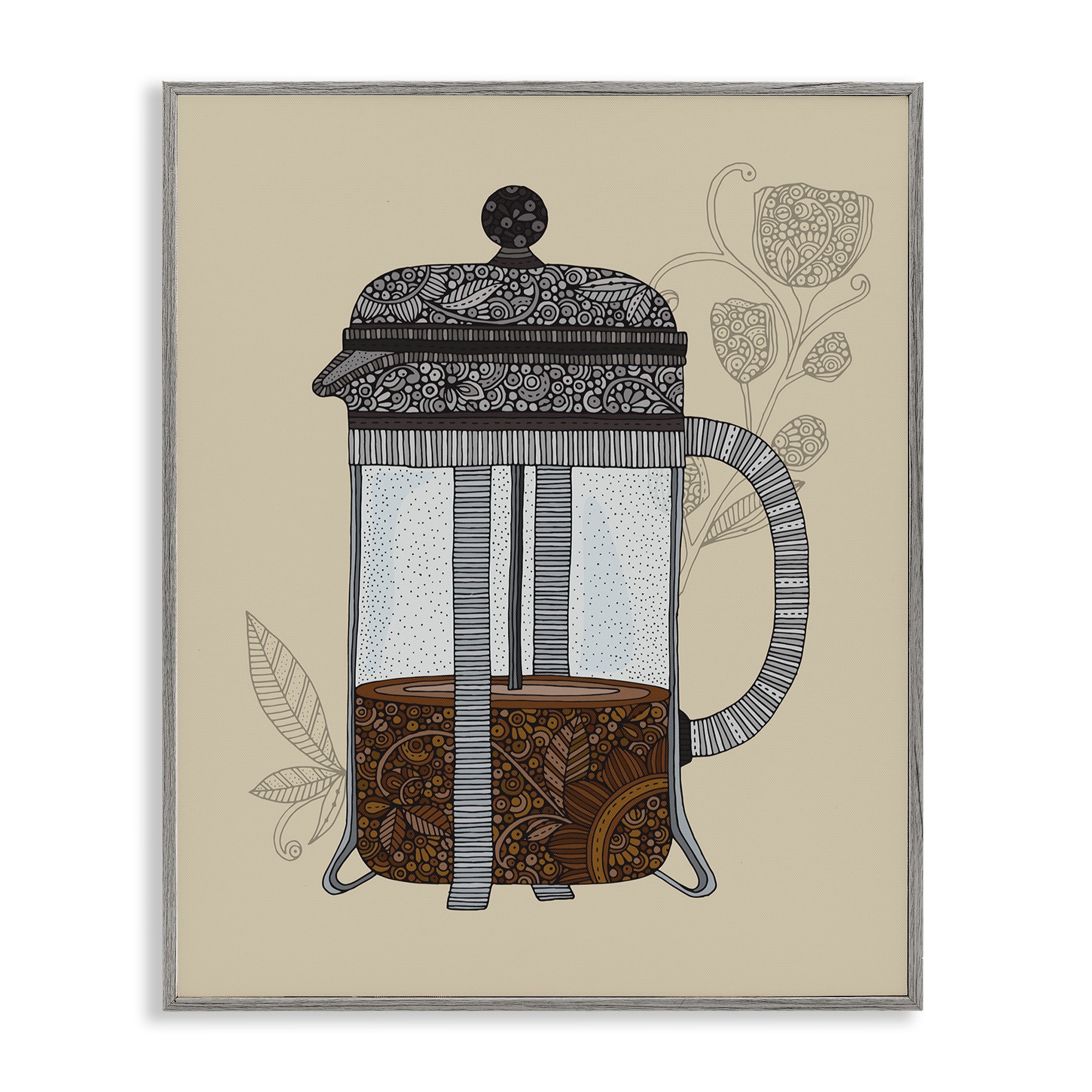 Stupell French Press Coffee Framed Giclee Art Design By Valentina Harper