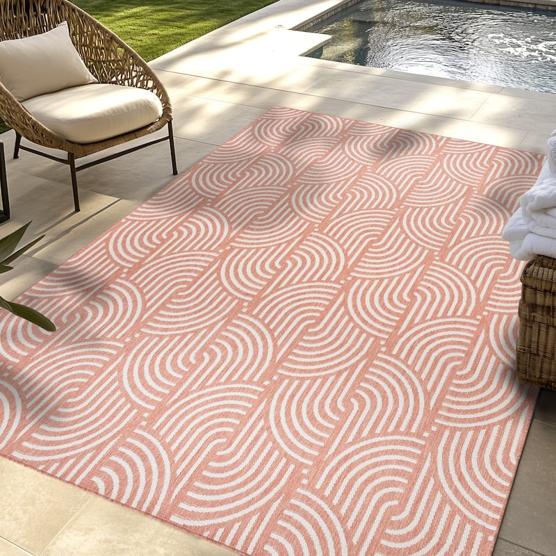Gertmenian Savara Global Geometric Polypropylene Indoor Outdoor Performance Flatweave Area Rug Collection