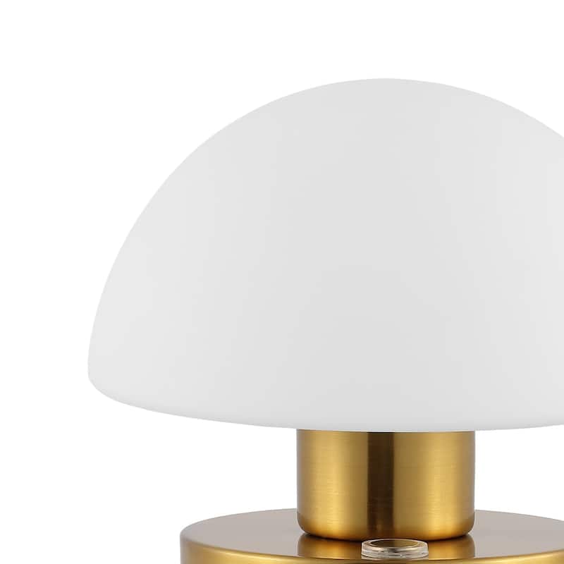 Nolan 5.75" Bohemian Farmhouse Iron Wireless Rechargeable Integrated LED Table Lamp, Oil Rubbed Bronze/White by JONATHAN Y