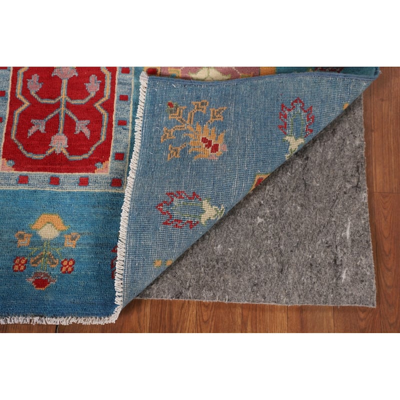 Garden Design Blue Kazak Accent Rug Handmade Wool Carpet - 4'1" x 6'0"