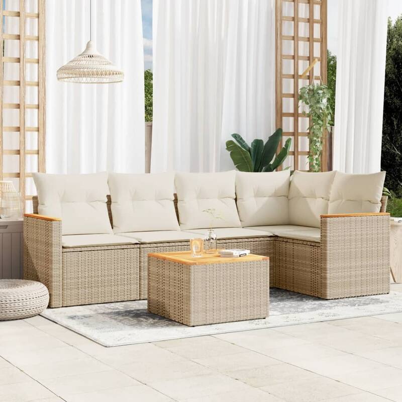 vidaXL Garden Sofa Set Black - Beige Moderate With table