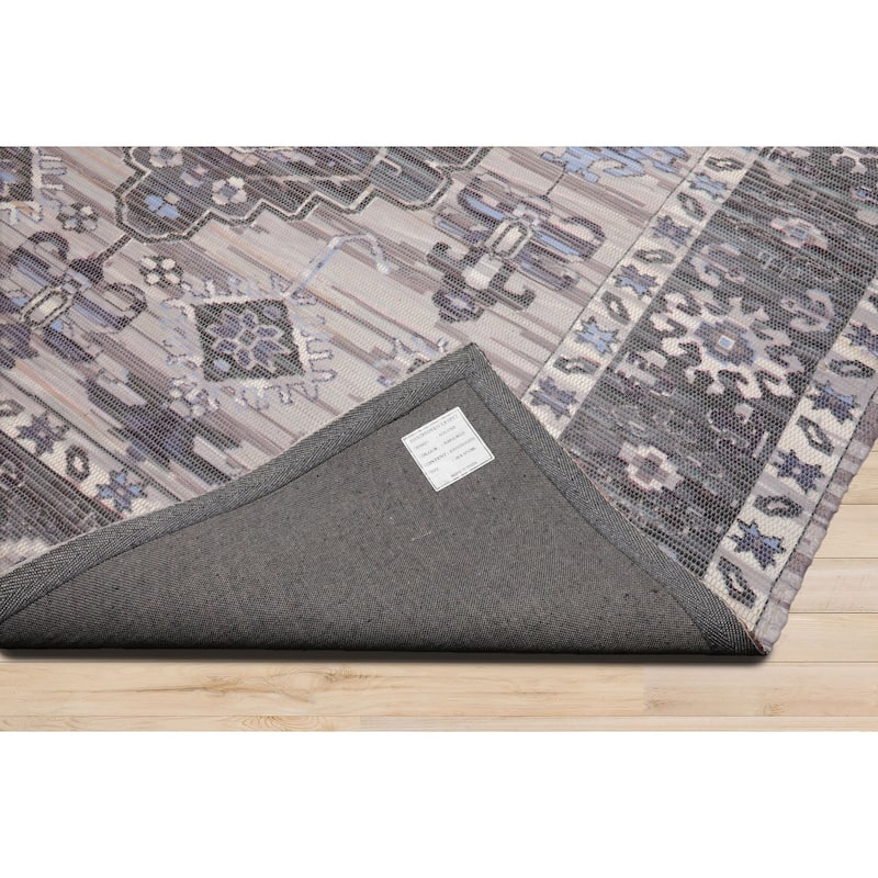 Handmade Taupe, Gray Flatweave Polyster Traditional Oriental Area Rug
