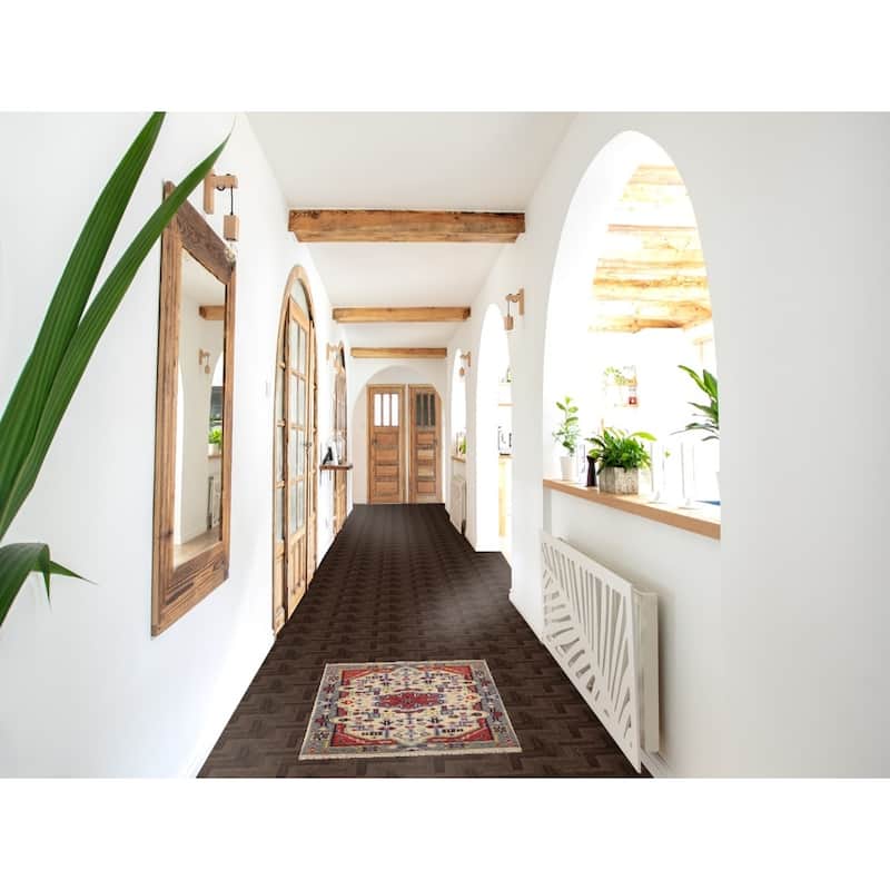 Geometric Kazak Indian Accent Rug Handmade Wool Carpet - 2'0" x 3'0"