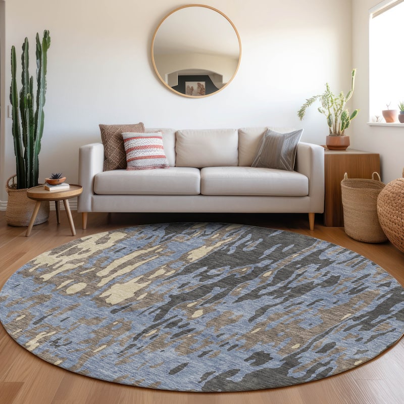 Premium Washable Super Soft Contemporary Glam Mayfield Rug - Denim - 8' x 8'