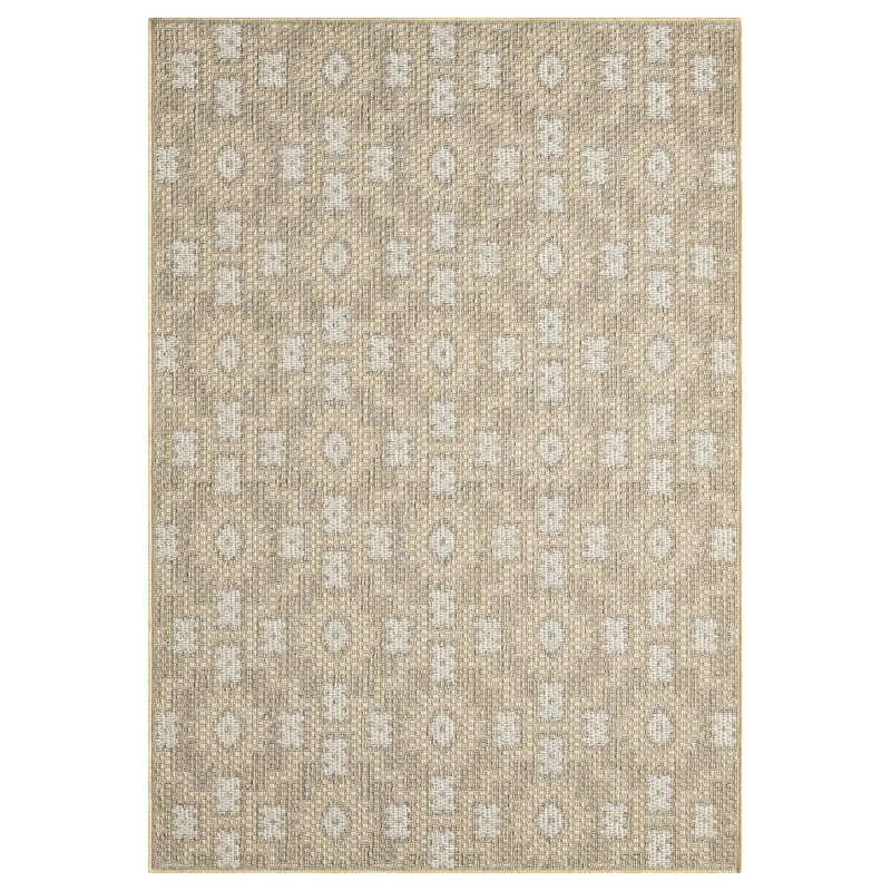 Terra by Obeetee Harvest Tile Beige Rug - Natural/Criss Cross - 8'10" x 11'10"